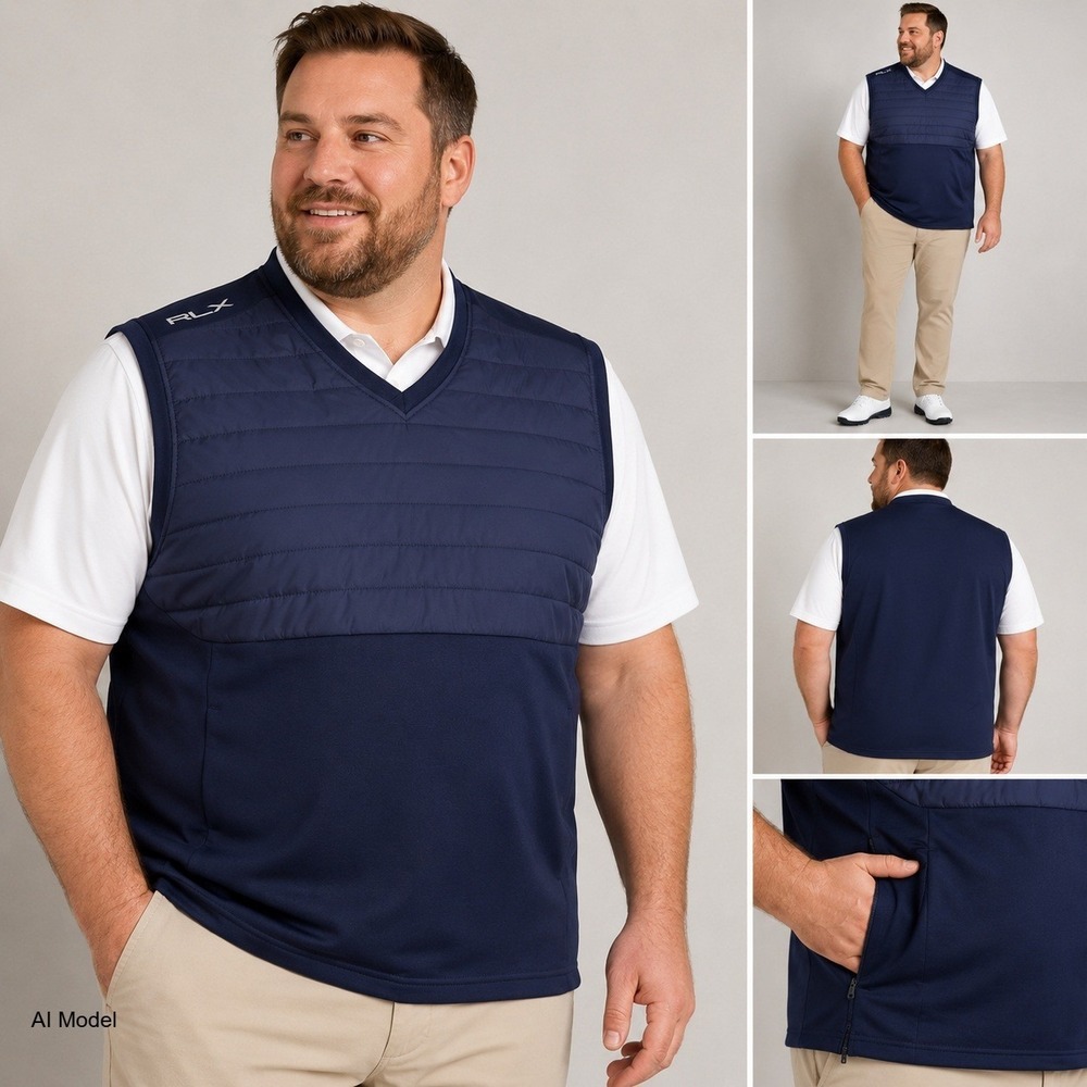 RLX‎ Ralph Lauren Hybrid Quilted Golf Vest 3XL Navy Performance Pullover
